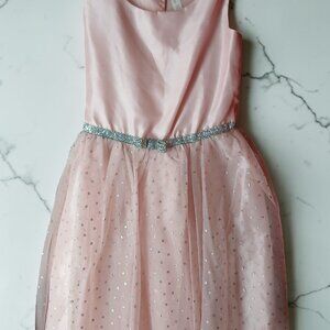 Cherokee Girls LG - 10/12 Blush-Pink Silver-Glitter Tulle Special-Occasion Dress